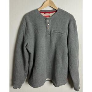 Coleman Henley Pullover Sweatshirt Gray Sherpa Lined Thermal Fleece Size Large